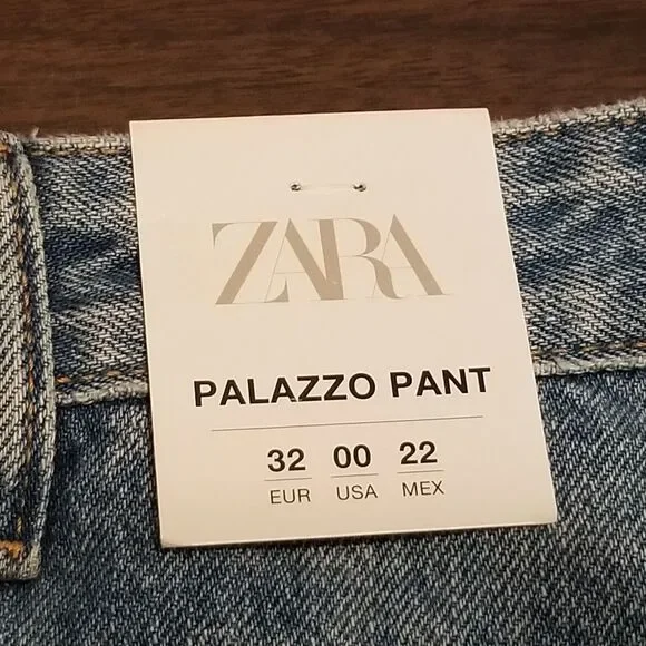 Zara Palazzo Pant Women's Size 00 Wide Leg Jeans Mid Rise New w/Tag (26×31.5) - Picture 5 of 6